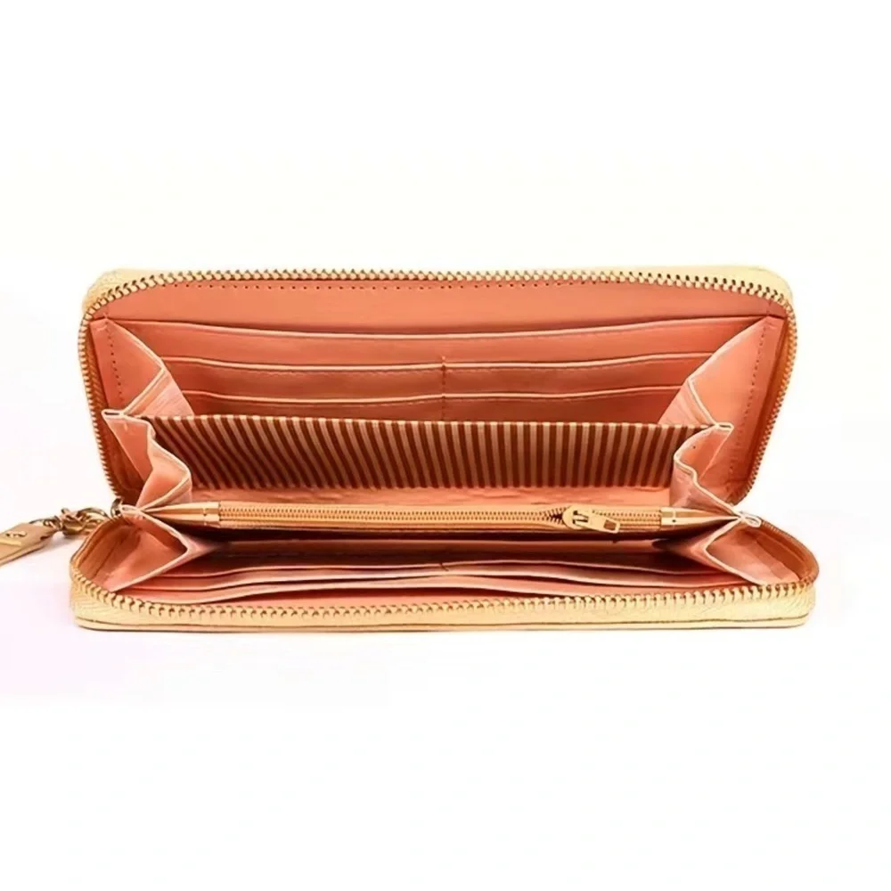 Minnie Mickey Mouse Wristlet Clutch  Convertible Long Wallet Tan Champagne Gold